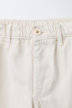 ZARA БРЮКИ КАРГО В ЕЛОЧКУ, ЭКРЮ