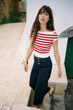 ZARA БРЮКИ-КЮЛОТЫ С ПУГОВИЦАМИ, ИНДИГО