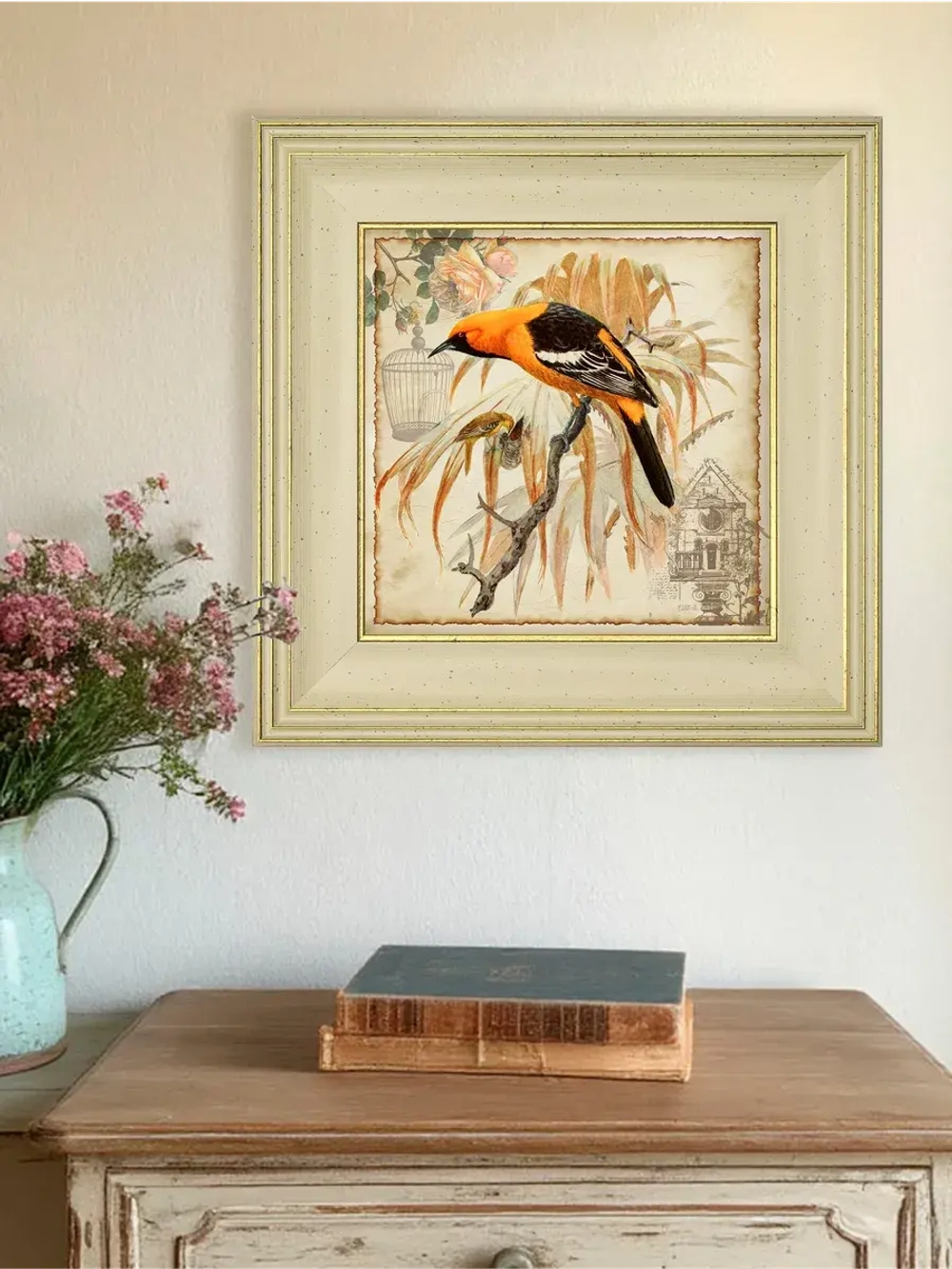 Картина интерьерная на холсте в раме "Птички" 30*30 см