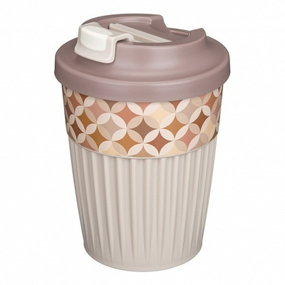 Стакан для горячих напитков 350мл с клапаном «Геометрия» светло-бежевый