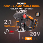 Лобзик-сабельная пила аккумуляторный WORX WX550 Axis