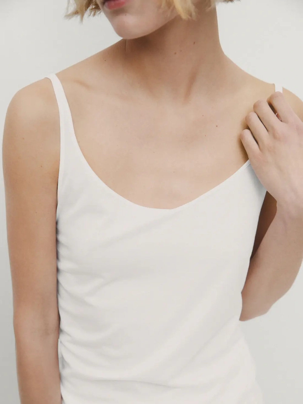 Massimo Dutti Топ из 100% хлопка с бретелями, белый