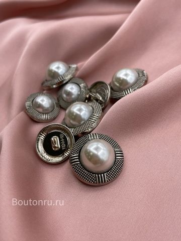 Пуговицы жемчуг  серебро с чернением