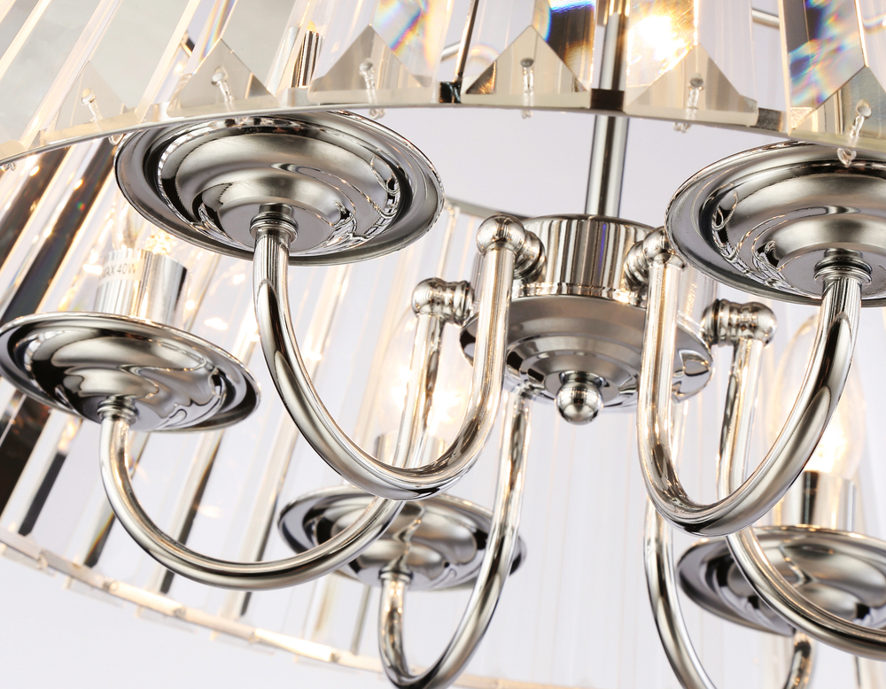 Подвесная люстра с хрусталем TR5038/6 CH/CL хром/прозрачный E14/6 max 40W D496*256