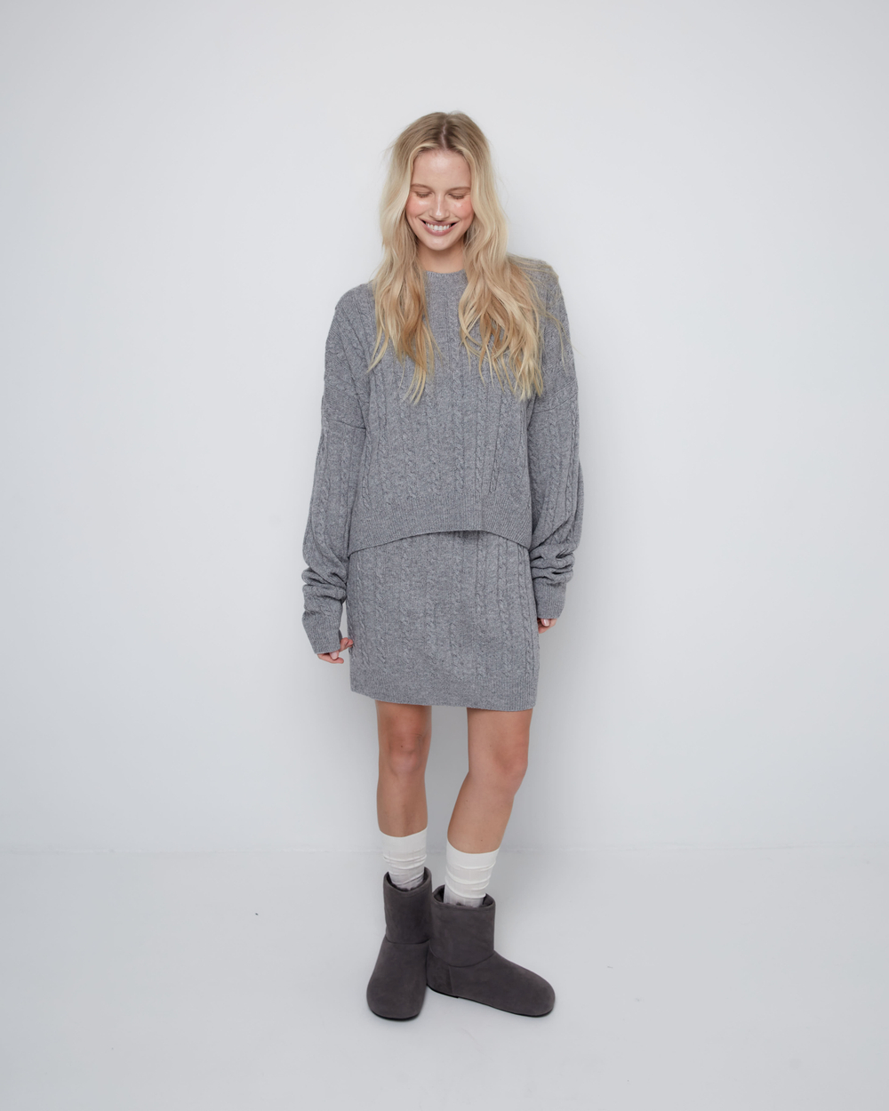 Джемпер из смесового кашемира косы светло-серый