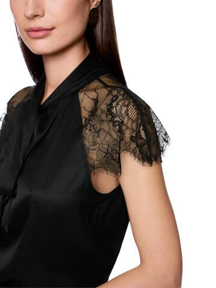 Marc Cain Блуза из шёлка с кружевом и воротником бабочкой