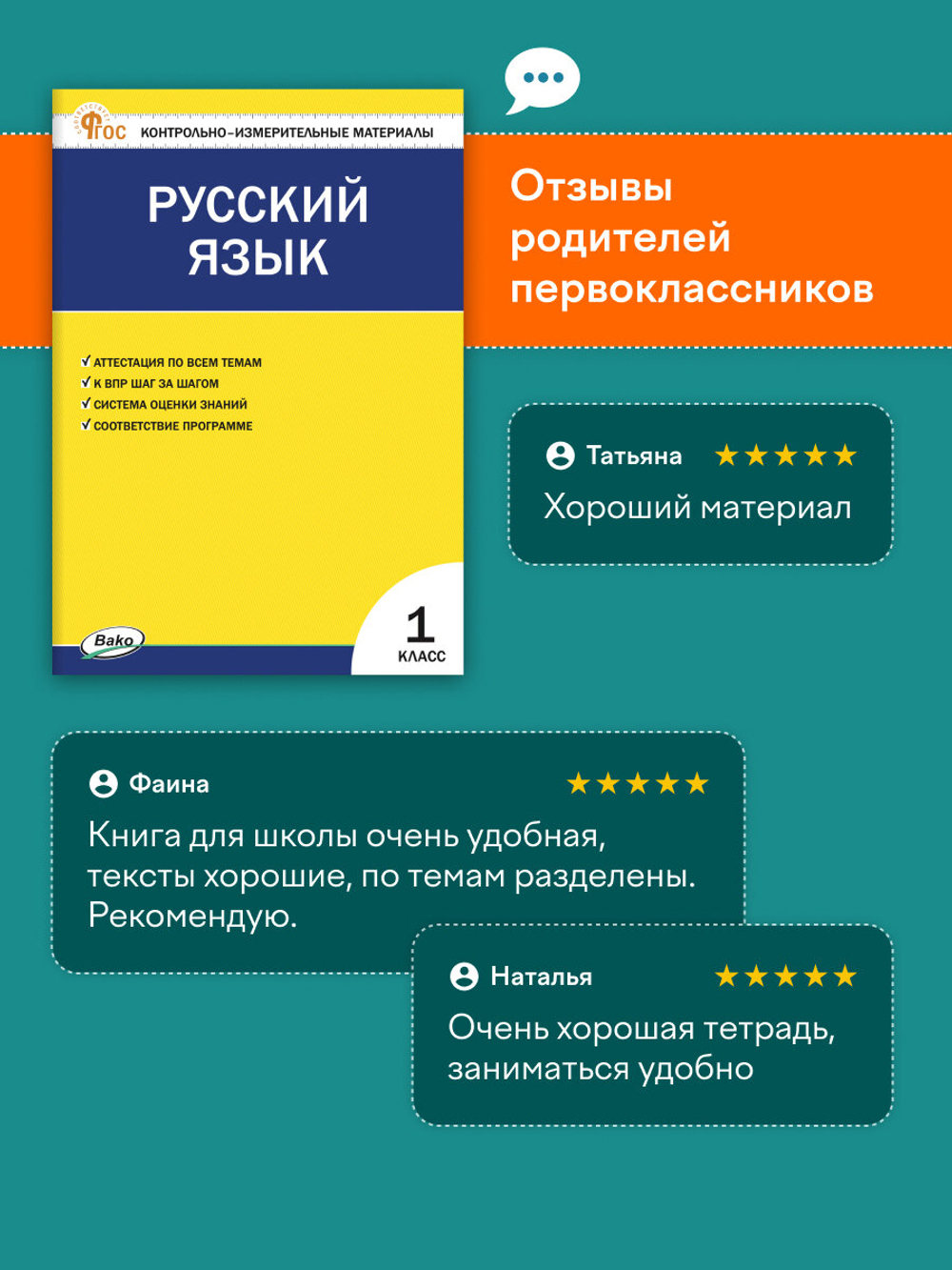 Контрольно-измерительные материалы. Русский язык. 1 класс