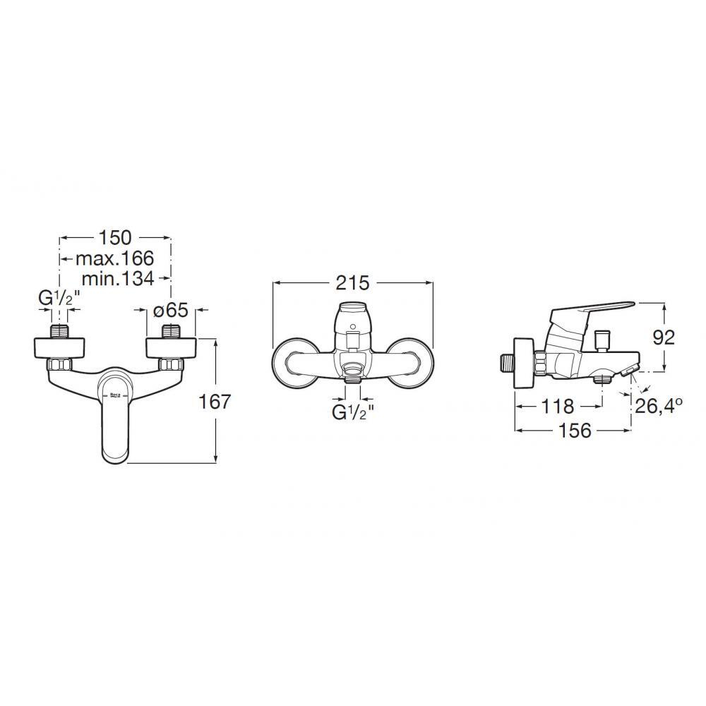 Смеситель для ванны-душа Roca Alfa 75A0D25C0M