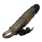 Дымчатая удлиняющая вибронасадка 17см с клиторальным стимулятором Baile Brave Man BI-026225-1