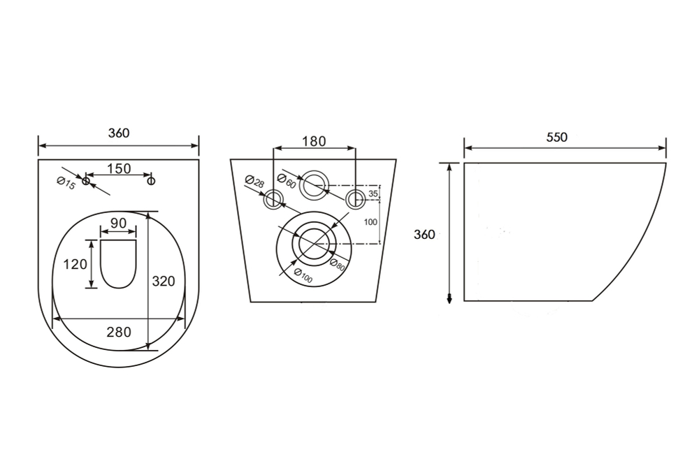 Унитаз ABBER Bequem AC1103 подвесной белый, безободковый