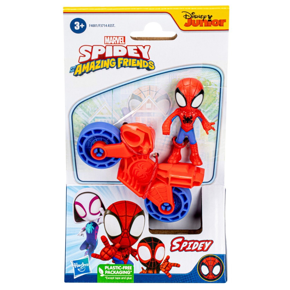 Hasbro Marvel Spidey Amazing Friends - фигурка Спайди на мотоцикле F4001 / артикул   F3714 F4001  / GTIN 5010993933358