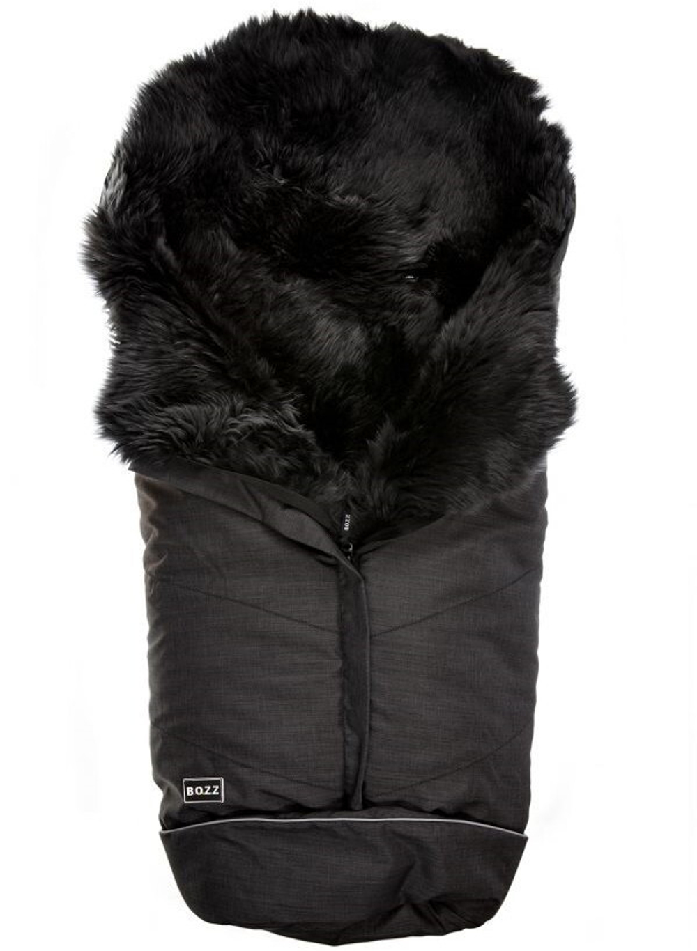 Конверт Bozz из овчины с длинным ворсом 20-2015-29 черный меланж с серым