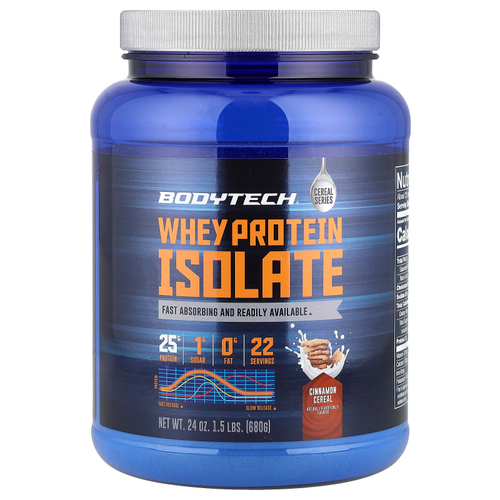 BodyTech, Изолят сывороточного протеина, хлопья с корицей, 680 г (1,5 фунта)