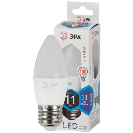 Лампочка светодиодная ЭРА STD LED B35-11W-840-E27 E27 / Е27 11Вт свеча нейтральный белый свeт