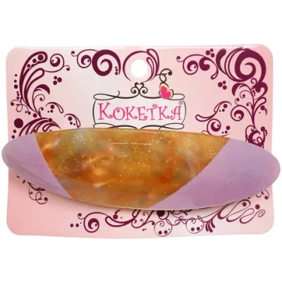 Заколка - автомат «ЭКЛЕР», форма овал, тайра, микс 5 цветов, 9*2,7см (блистер Кокетка)