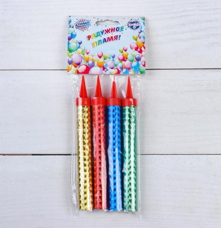 Свеча Фонтан, микс радужные, 4 шт 12,5 см