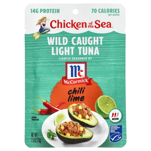 Chicken of the Sea, Дикий светлый тунец, чили и лайм, 70 г (2,5 унции)