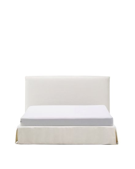 Кровать Jaira из белого шенилла со съемным чехлом для матраса 180x200 см