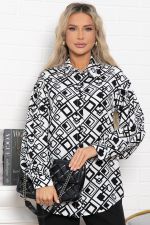 Блуза хлопковая Танец линий (черно-белая) Б14856-14М LT Collection