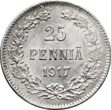25 пенни (pennia) 1917 S (монета для Финляндии)