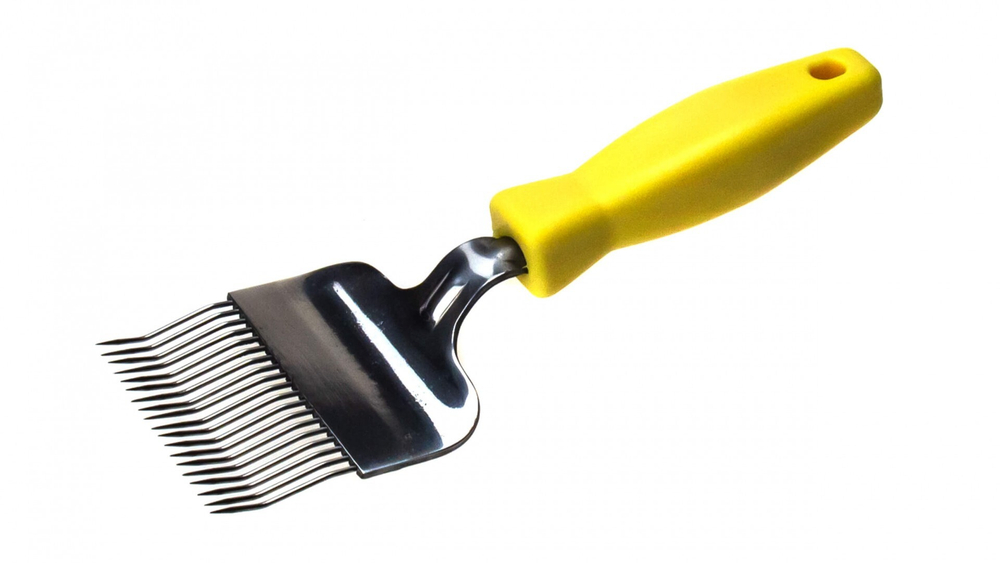 Вилка для распечатки сот ПРОФИ (нерж. сталь, игла гнутая, ручка пластик)