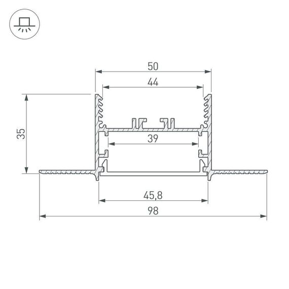 Профиль Arlight SL-LINIA45-FANTOM-2000 ANOD 027160