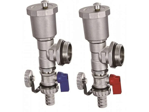 Регулируемый концевой фитинг 1" (тройник, воздухоотводчик, сливной кран) компл. 2шт