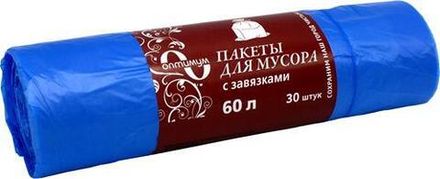 Мешки мусорные с завязками 60 л 60х70см 10 мкм Оптимум (30/960шт)