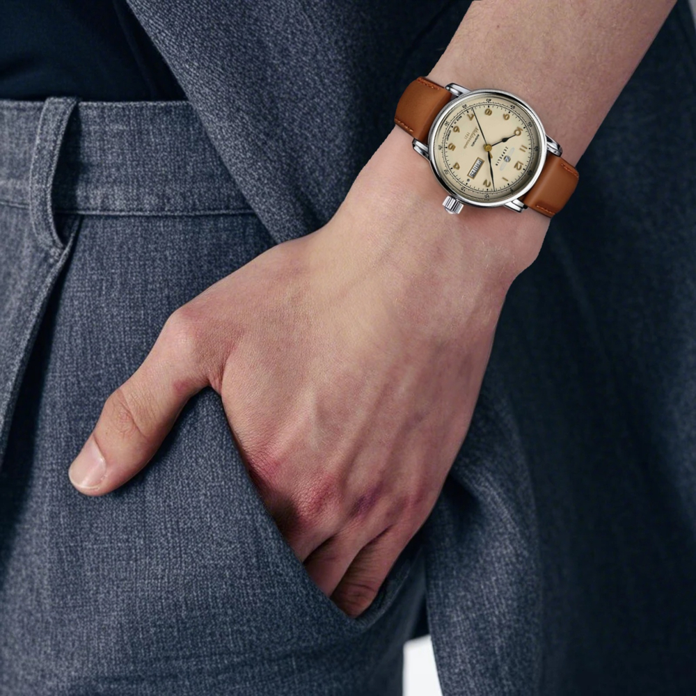 ZEPPELIN Automatic Mechanical Movement 50 meter Water Resistance Men"s Watches Watch Yellow Watch Dial