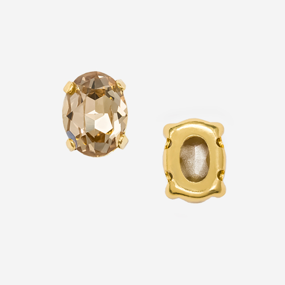 Овал (Oval Fancy Stone) в цапах, оттенок "Light Colorado Topaz", 8*6мм, позолота