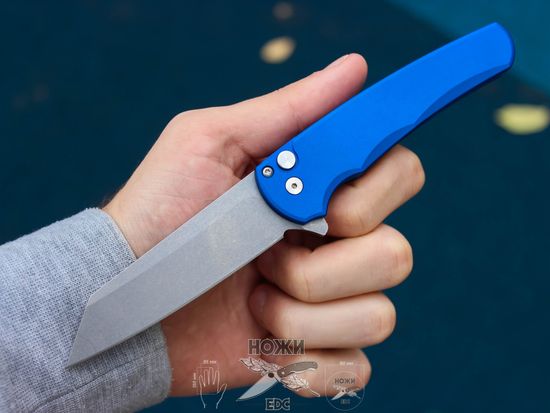 Складной нож Pro-Tech Malibu 5201-BLUE c клинком из стали CPM-20CV, рукоять алюминий
