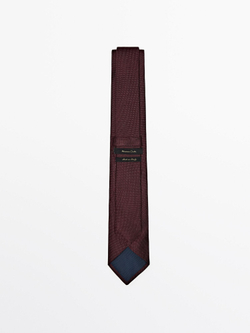 Massimo Dutti Галстук из 100% шелка с мелким рельефным узором,  гранатовый