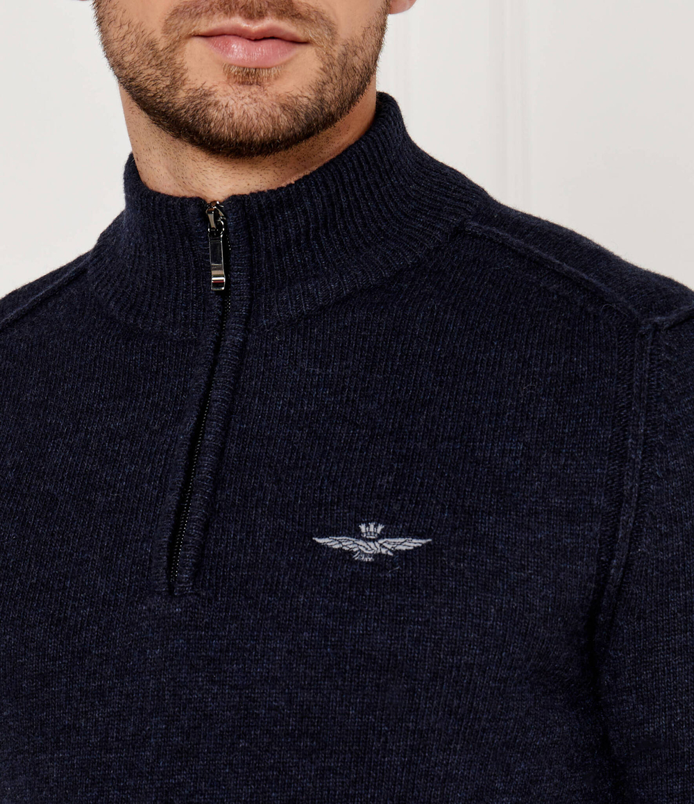 Шерстяной свитер Aeronautica Militare - темно-синий(MA1517L417)