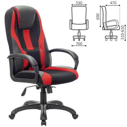 Кресло компьютерное BRABIX PREMIUM "Rapid GM-102", экокожа/ткань, черное/красное, 532107