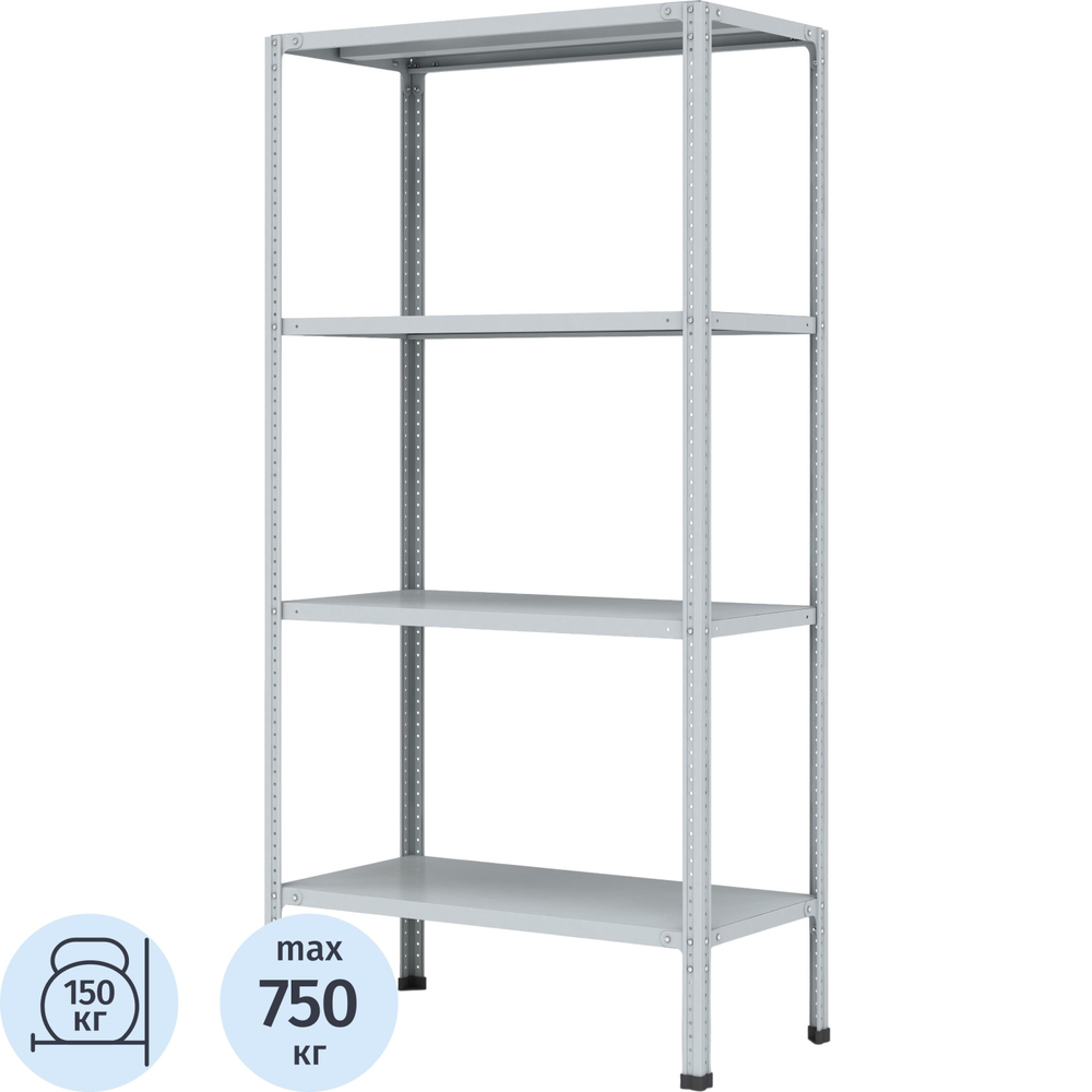 Стеллаж металлический P_МС-234 с 4-мя полками 1000х300х2000