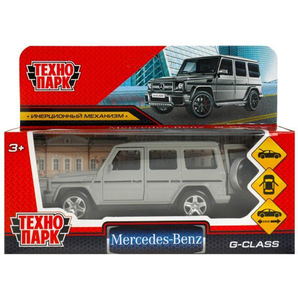 Модель ин. мет. "Mercedes-Benz G-class" 12см, двери, багажн, темно-серый, коробка GCLASS-12-GY (Технопа