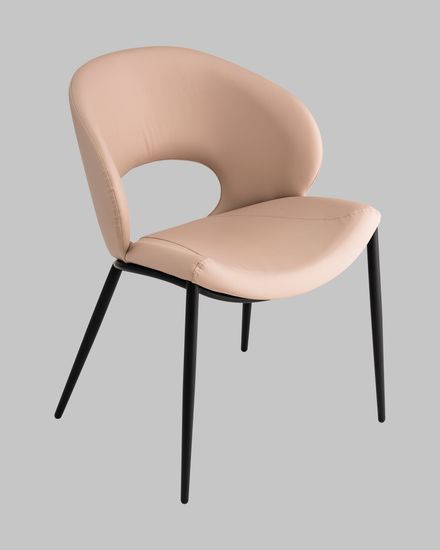 Стул Brown экокожа светло-бежевая, ножки черный металл