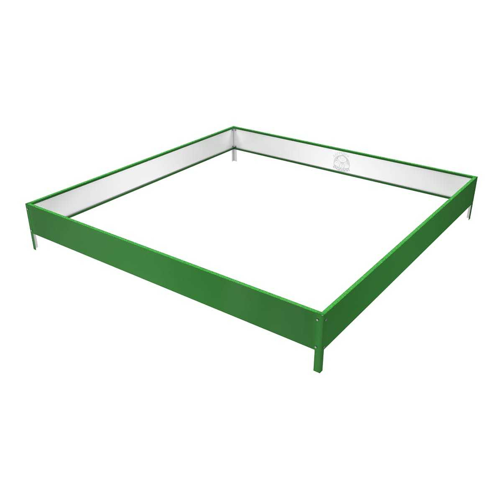 Клумба квадратная оцинкованная 1 ярус  RAL 6002 Зеленая листва