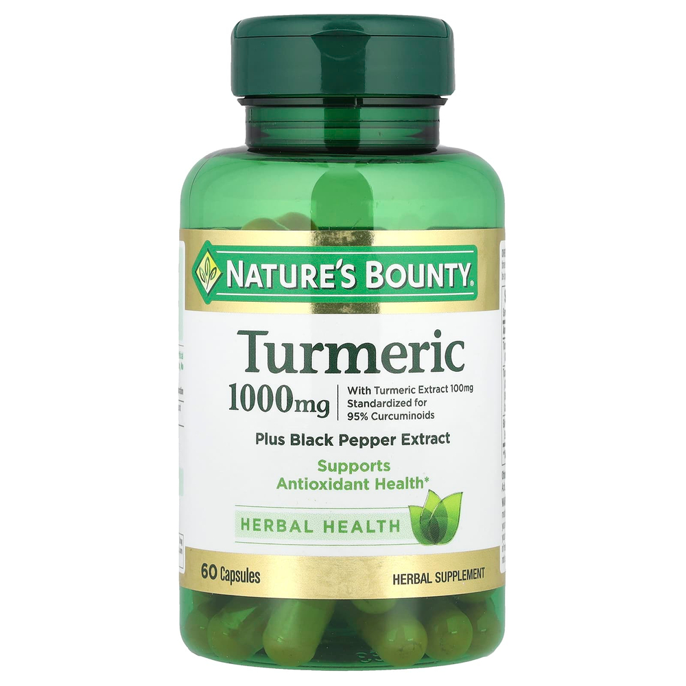 Nature's Bounty, куркума с экстрактом черного перца, 1000 мг, 60 капсул