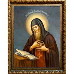 Анатолий Печерский, преподобный затворник. Икона на холсте.