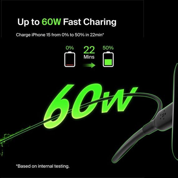 Кабель Belkin BoostCharge 60 Вт USB-C - USB-C 1м (CAB003bt1MBK) Black