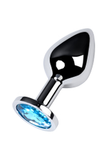 Анальная втулка с кристаллом Medium голубой 8 см