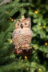 Елочное украшение Сова большая коричневая, стекло, 14 см., 1 шт., Витус (59145)