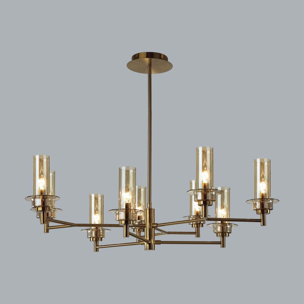 6554/9C CLASSI LN26 098 бронза/коньячный/металл/стекло Люстра потолочная E14 9*40W 220V MADONNA