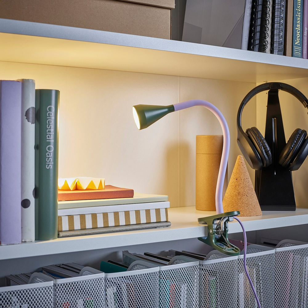 Настольный светильник с зажимом IKEA NAVLINGE (НЭВЛИНГЕ), Сиреневый / Зеленый, 34 см