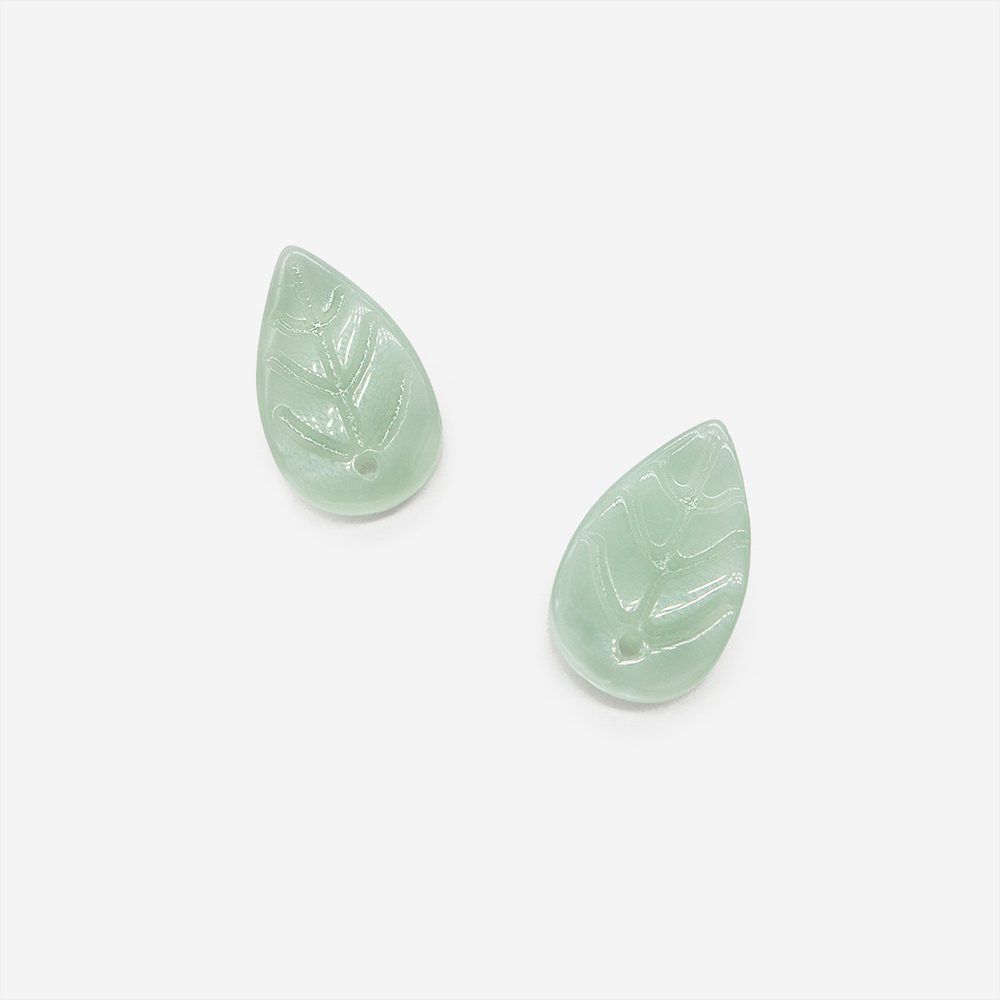 Подвеска резная "Листочек", 18*11мм, мятная коралловая пудра