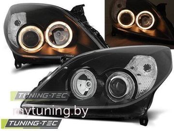 Передние фары Opel Vectra C angel eyes black