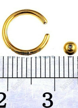 Кольцо сегментное диаметр 8 мм, шарик 3 мм, толщина 1,2мм для пирсинга.