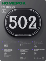Номерок на дверь квартиры 502, для кабинета, офиса, шильдик 9 х 7 см, черный, Айдентика Технолоджи