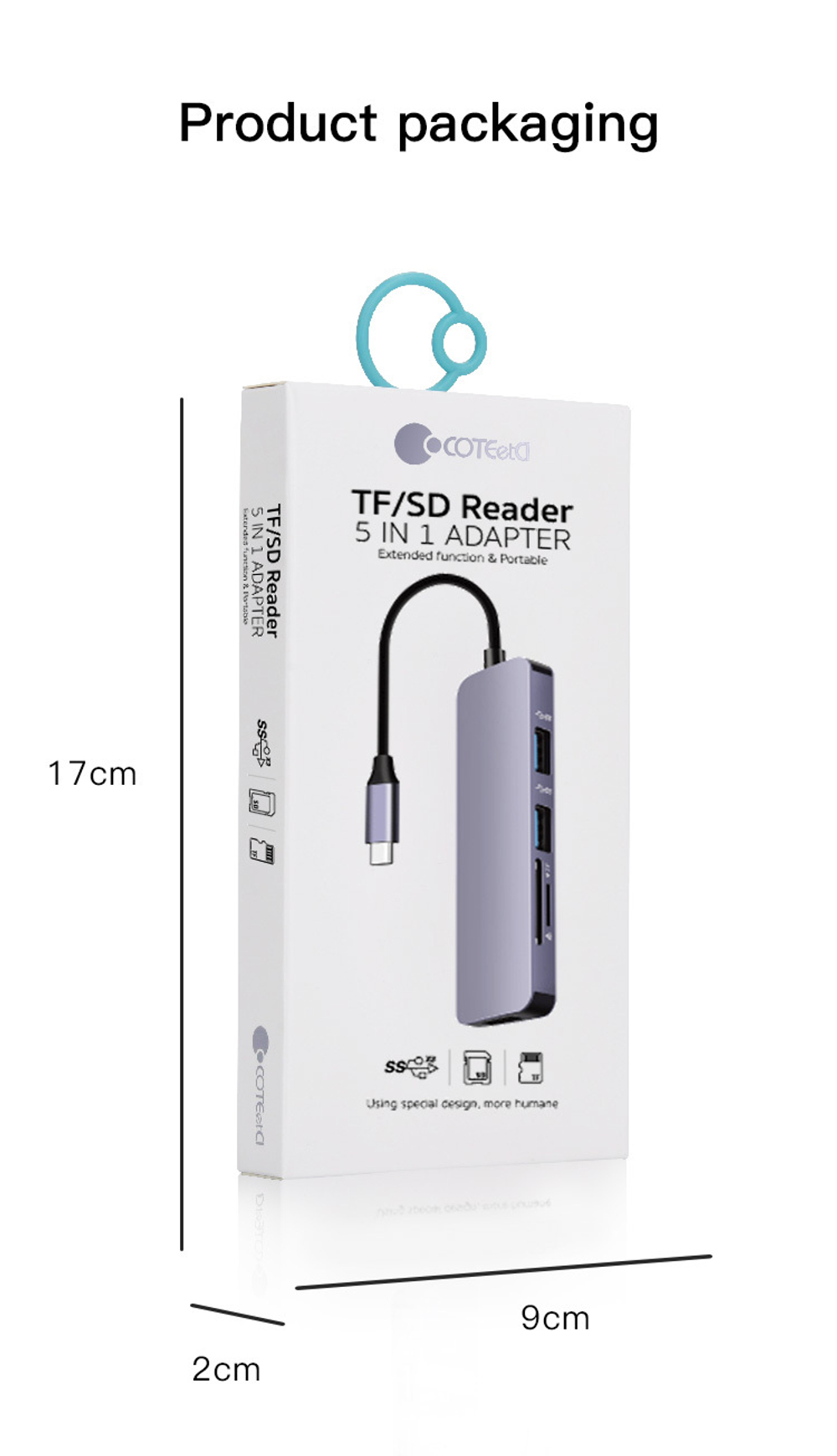 Картридер 5 в 1 TF/SD (MB1082) Gray COTEetCI. Купить переходник для Мак, с USB разъемом , SD/TF карт.